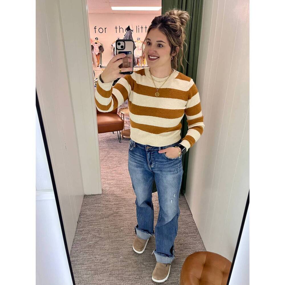 NEW ACTIVE USA brandi sweater in camel/ivory